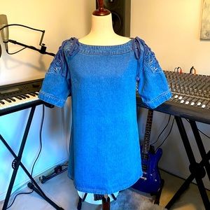 Jean dress w/ tie sleeves!!